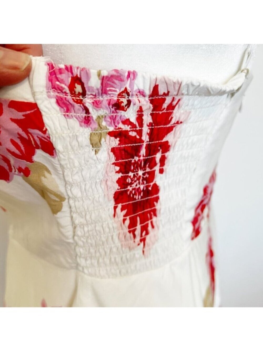 Romantic Coquette Floral Sundress White Red Midi Cottagecore Summer M - Picture 7 of 14